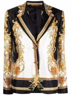Versace blazer en soie à imprimé Barocco