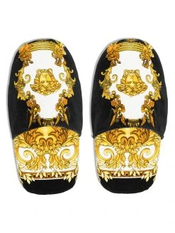 Remise En Ligne Versace Chaussons en velours à imprimé Barocco femme 9 Versace chaussons en velours à imprimé Barocco