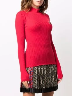 Versace En promotion Haut nervuré à patch logo hauts en maille femme 9 Versace haut nervuré à patch logo