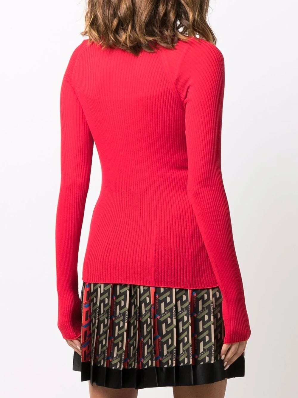 Versace En promotion Haut nervuré à patch logo hauts en maille femme 6 Versace haut nervuré à patch logo