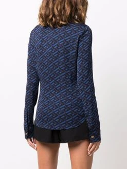 Versace Chemise en soie à imprimé géométrique Bonne Qualité chemises femme 10 Versace chemise en soie à imprimé géométrique