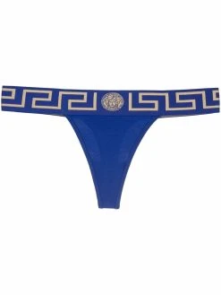 Versace string en coton à imprimé Greca