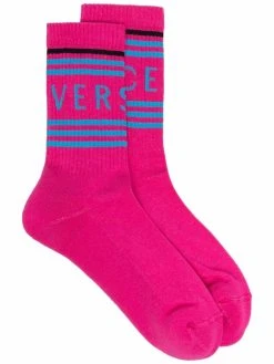 Versace chaussettes nervurées à logo intarsia