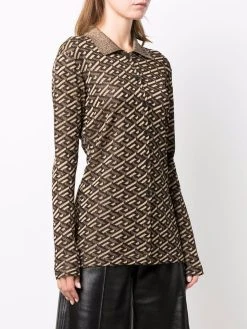 Versace chemise La Greca en maille métallisée