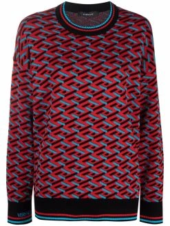 Versace pull à logo en maille intarsia