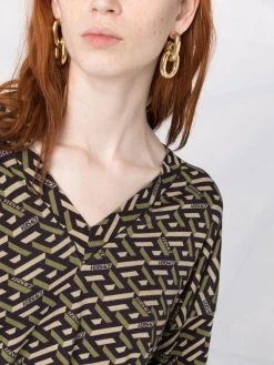 Versace pull imprimé La Greca à col v