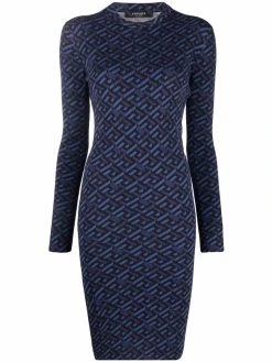 Versace robe en maille à motif monogrammé