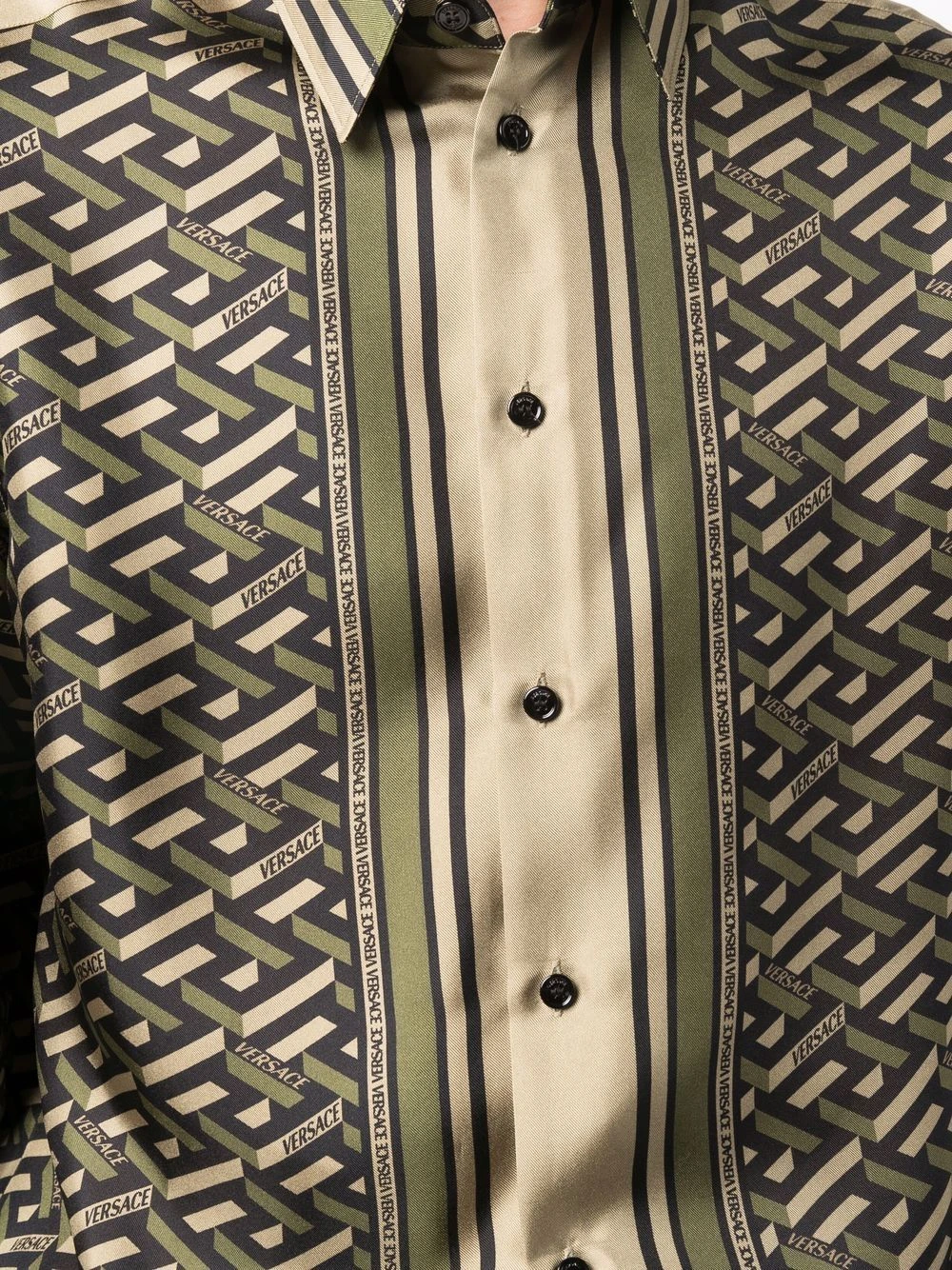 Un Tarif Préférentiel Versace Chemise en soie à imprimé géométrique chemises homme 7 Versace chemise en soie à imprimé géométrique