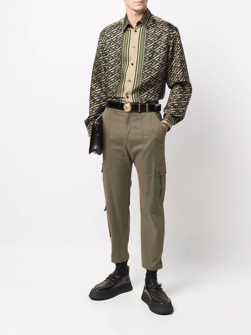 Un Tarif Préférentiel Versace Chemise en soie à imprimé géométrique chemises homme 4 Versace chemise en soie à imprimé géométrique