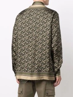Un Tarif Préférentiel Versace Chemise en soie à imprimé géométrique chemises homme 10 Versace chemise en soie à imprimé géométrique