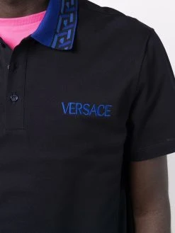 Versace polo en maille intarsia à manches courtes