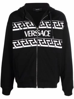 Versace hoodie zippé à logo imprimé