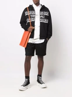 Versace hoodie zippé à logo imprimé