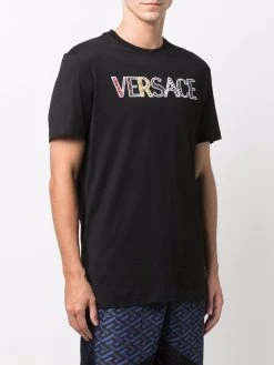 Versace t-shirt en coton à logo brodé