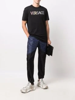 Versace t-shirt en coton à logo brodé