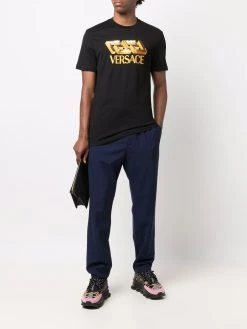 Versace t-shirt à logo brodé de sequins