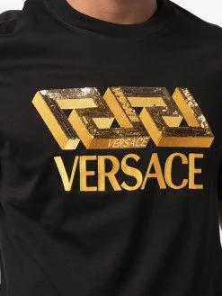 Versace t-shirt à logo brodé de sequins