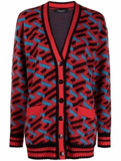 Versace cardigan à logo intarsia