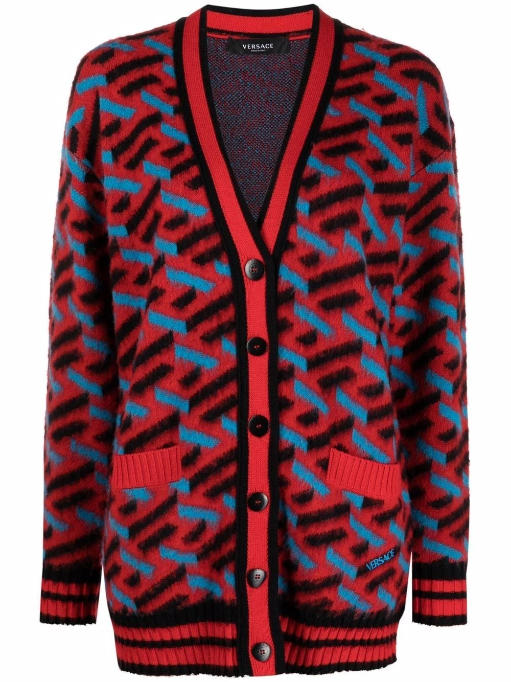 Versace Cardigan à logo intarsia Se Vend Bas Prix cardigans femme 3 Versace cardigan à logo intarsia