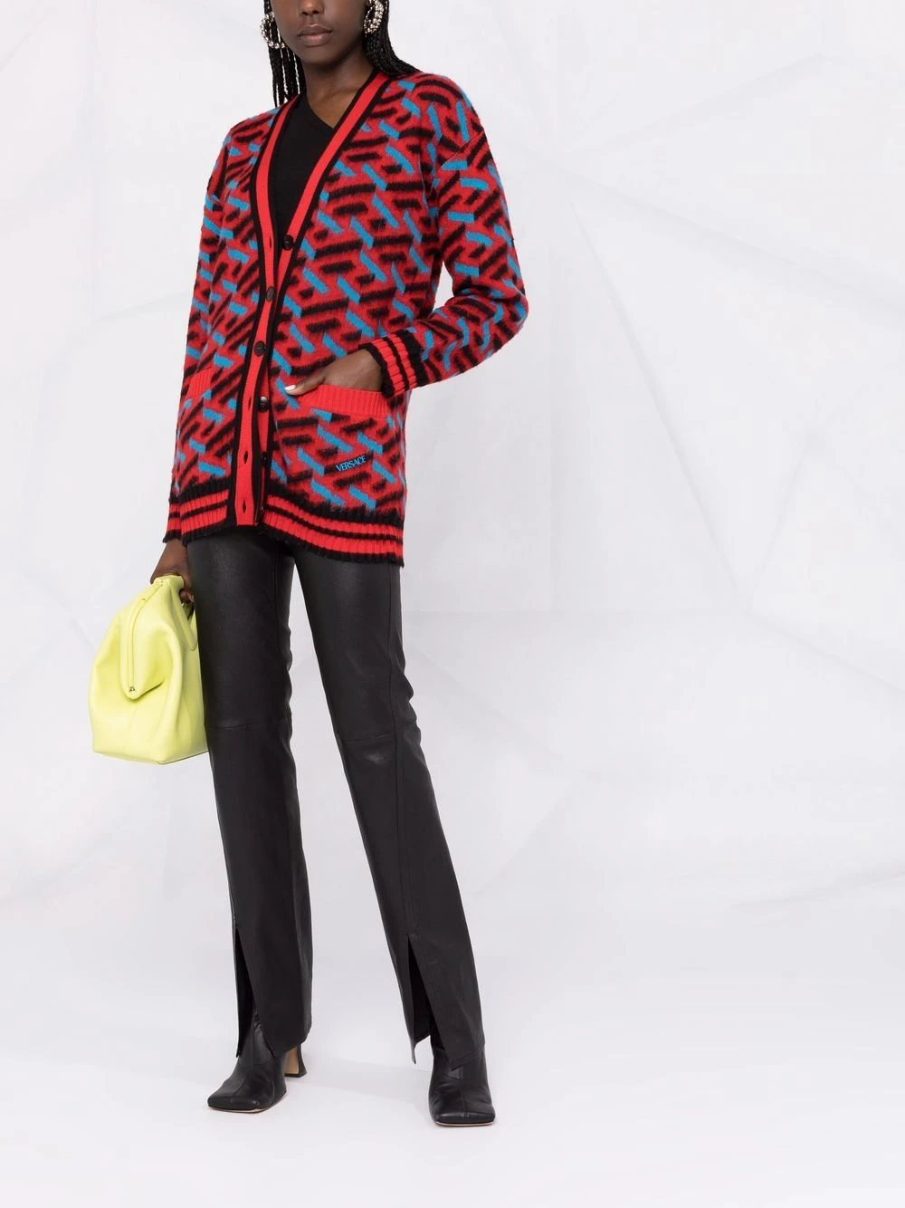 Versace Cardigan à logo intarsia Se Vend Bas Prix cardigans femme 4 Versace cardigan à logo intarsia