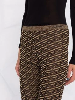 Versace pantalon en maille intarsia