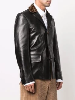 Versace blazer La Greca en cuir