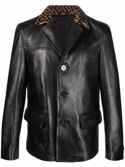 Versace blazer La Greca en cuir