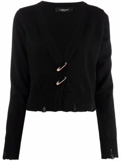 Versace cardigan en maille fine à effet usé