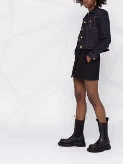 Versace veste en jean à coutures contrastantes