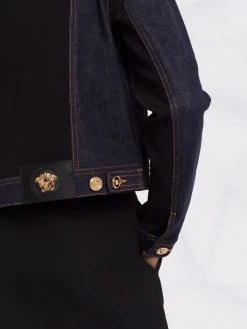 Versace veste en jean à coutures contrastantes