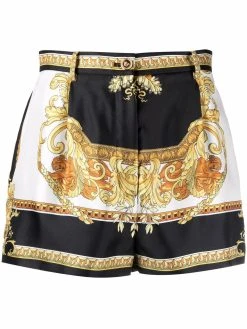Versace short en soie à imprimé baroque