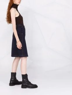 Haute Qualité Versace Jupe mi longue en jean jupes trapèze femme 11 Versace jupe mi-longue en jean