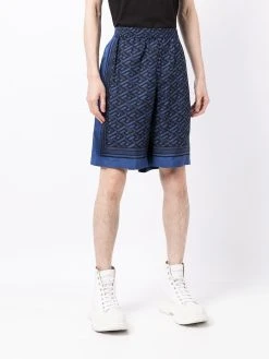 Versace short en soie à imprimé Greca
