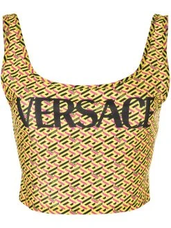 Versace haut de bikini à imprimé La Greca