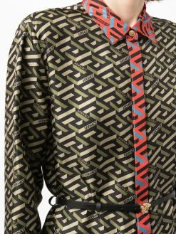 Versace robe-chemise imprimée Greca