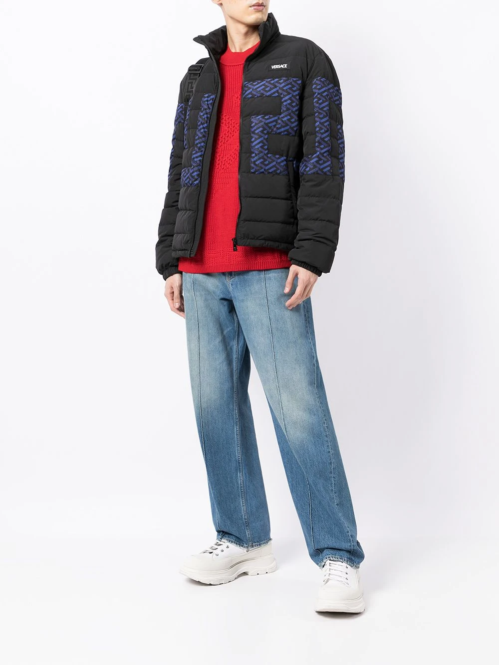 Pas Cher Versace Doudoune La Greca à design matelassé doudounes & vestes matelassées homme 4 Versace doudoune La Greca à design matelassé