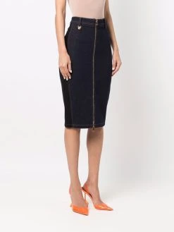 Versace jupe en jean à fermeture zippée