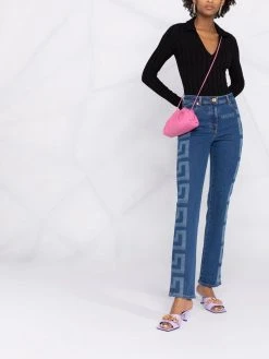 Versace jean droit à bandes Greca