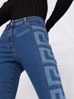Versace jean droit à bandes Greca