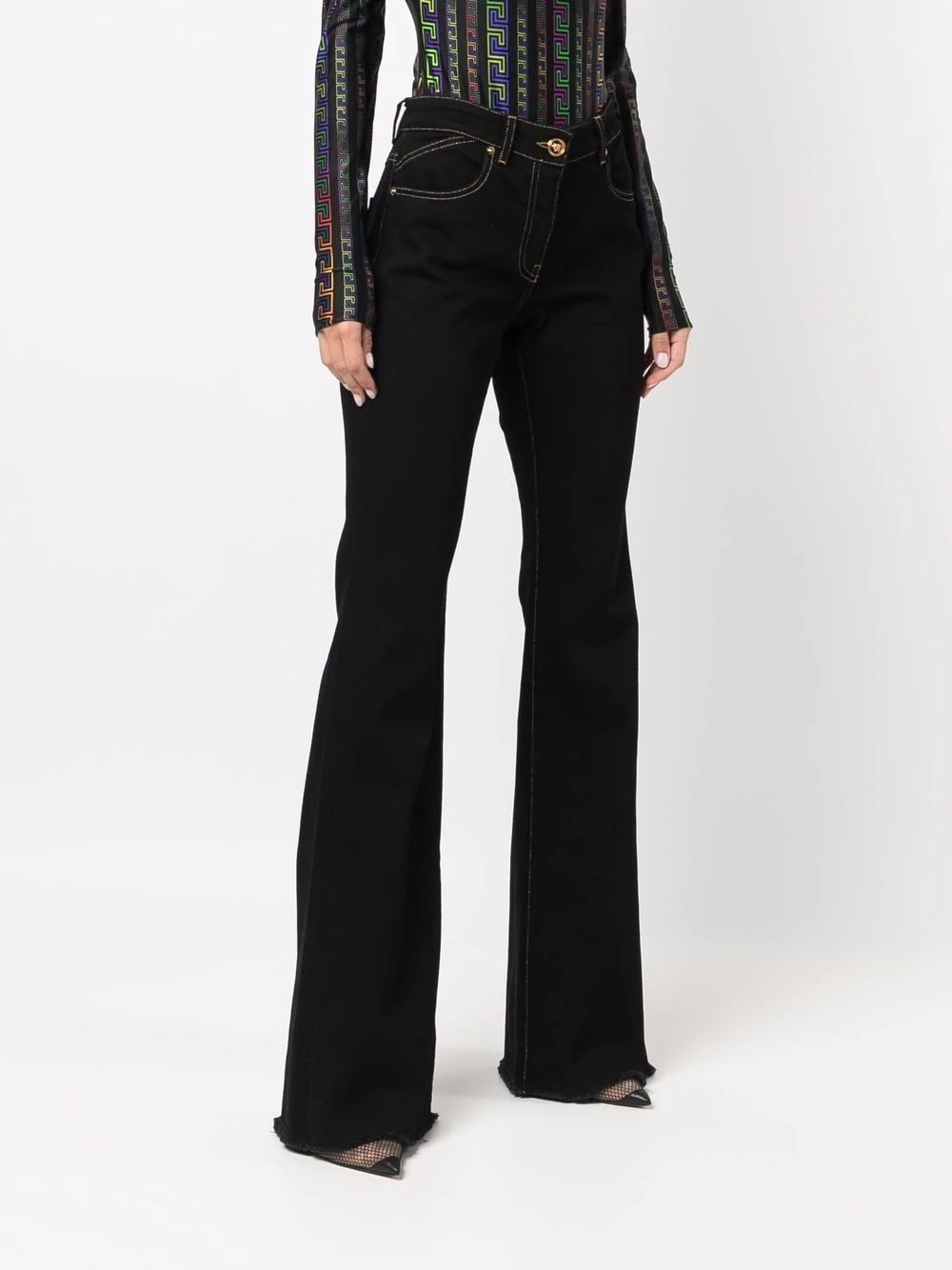 Versace Prix Incroyables Jean évasé à motif Medusa pantalons évasés femme 5 Versace jean évasé à motif Medusa