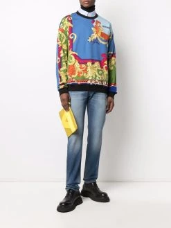 Versace jean droit à effet délavé