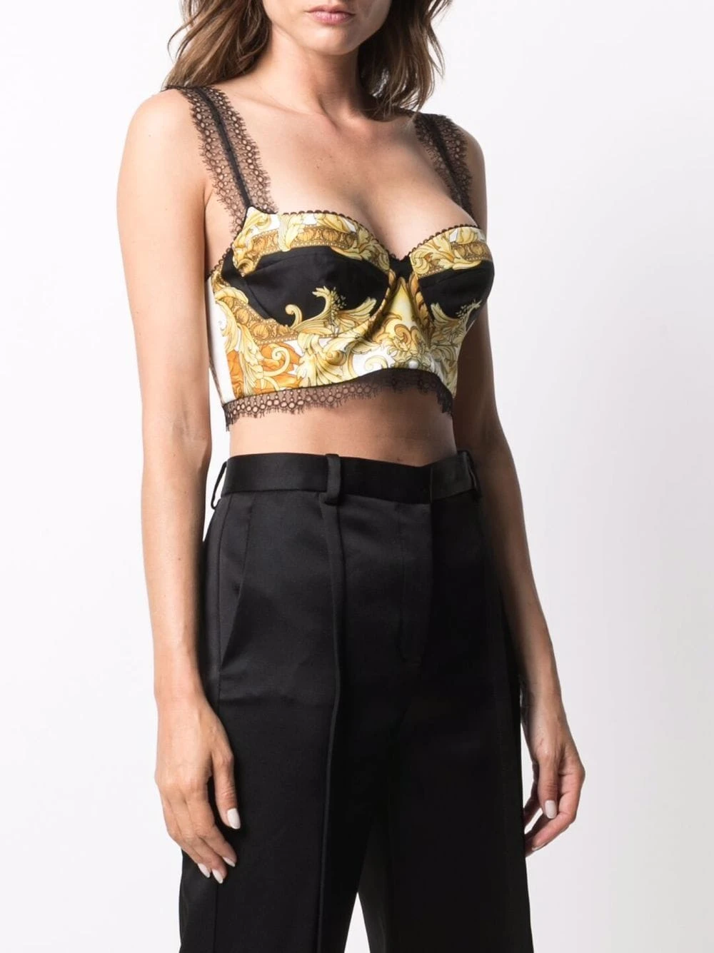 Qualité garantie 100% Versace Brassière en soie bordée de dentelle débardeurs femme 5 Versace brassière en soie bordée de dentelle