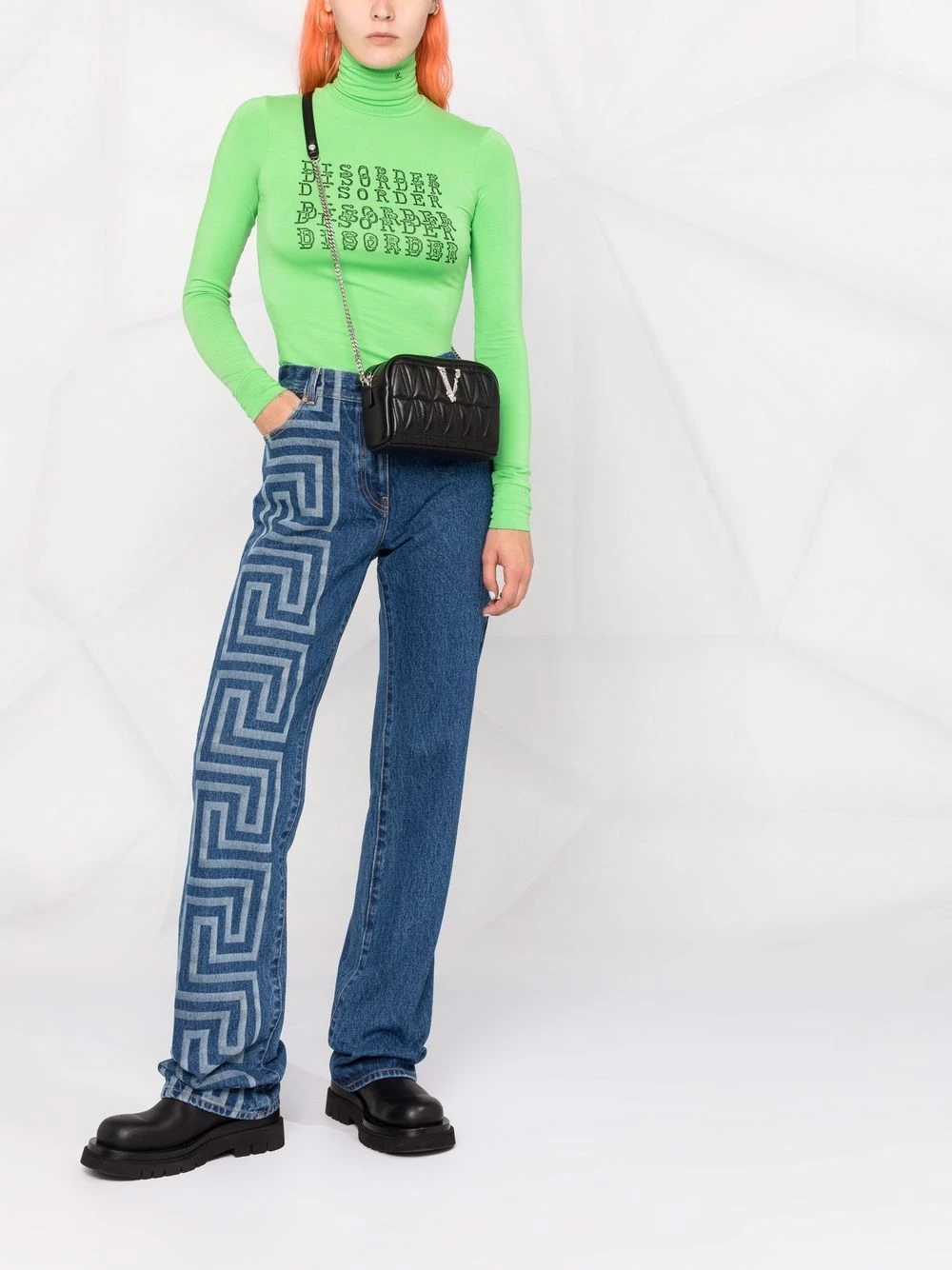 Versace Discount En Ligne Jean bootcut à imprimé Greca jeans droits femme 4 Versace jean bootcut à imprimé Greca