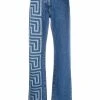 Versace Discount En Ligne Jean bootcut à imprimé Greca jeans droits femme 1 Versace jean bootcut à imprimé Greca