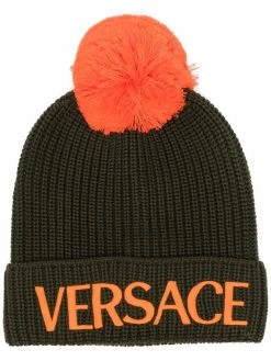 Versace bonnet en maille à logo imprimé
