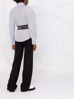 Versace chemise rayée à bande logo en intarsia