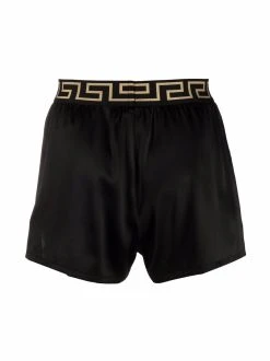 Versace short de pyjama en soie à bordure Greca