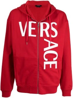 Versace hoodie zippé à logo imprimé