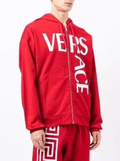 Versace hoodie zippé à logo imprimé