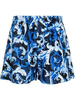 Versace short en soie à imprimé baroque
